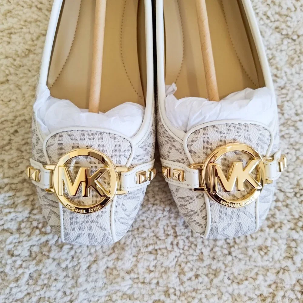 Michael Kors Fulton Studded Logo Moccasin size 7.5 color vanilla 49T8FUFR1B - Picture 13 of 15